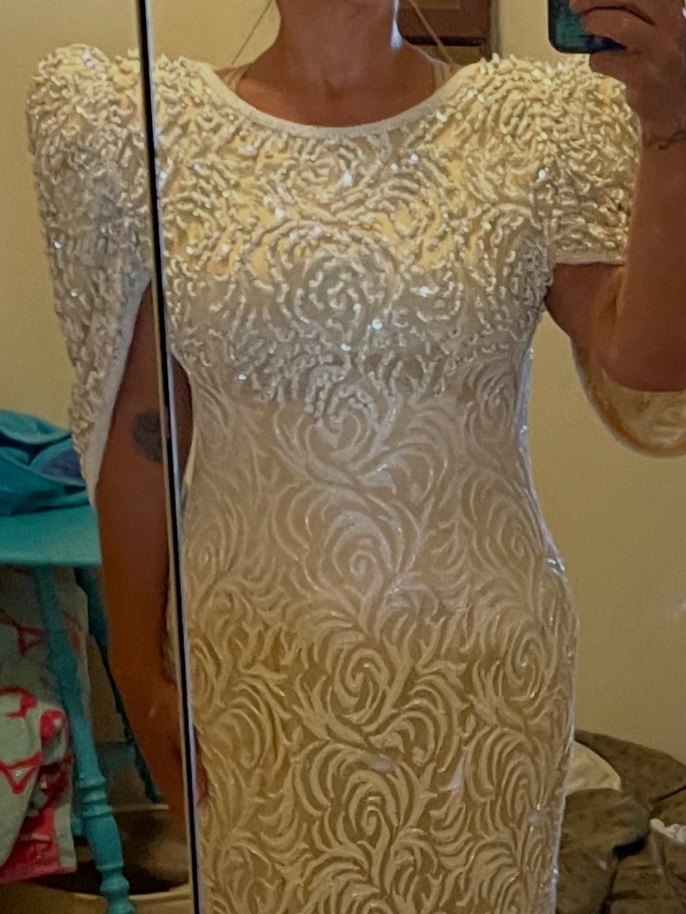 Vintage Judith Ann Creations Silk Beaded Dress wedding